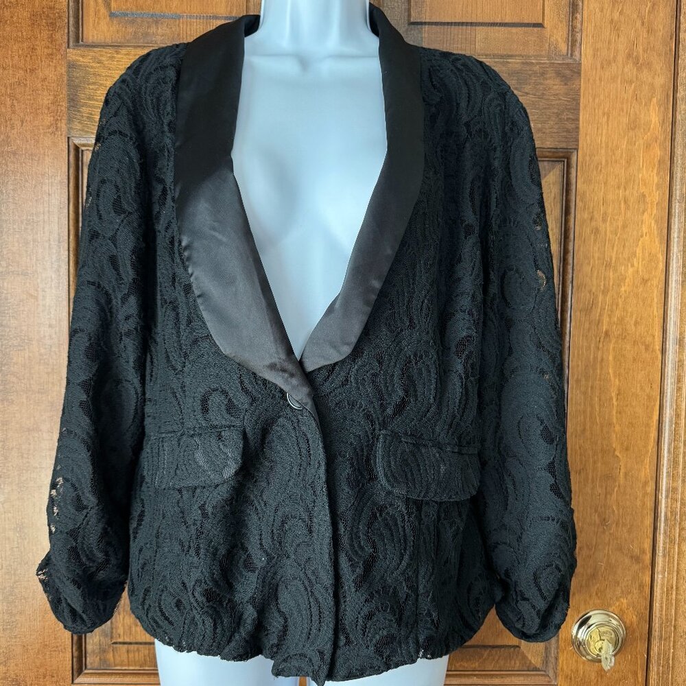 NWT Metaphor Black Lace Jacket w/One Button Close X-Large